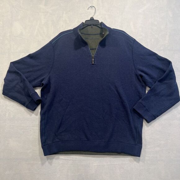 Tommy Bahama Sweater Mens Large‎ Long Sleeve 1/4 Zip Pullover Reversible - Picture 1 of 6